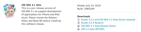 iOS 4.1 SDK beta disponible