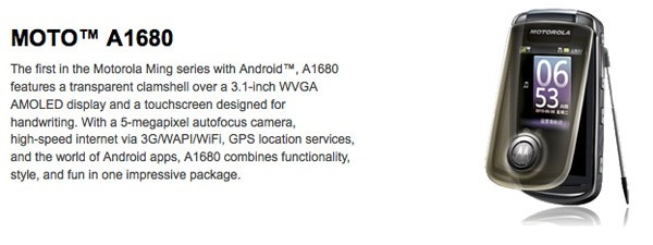 Motorola A1680 Android 1.6 pronto