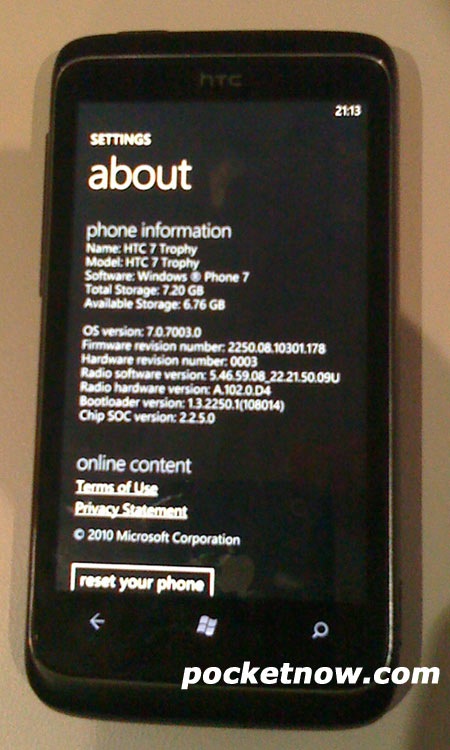 HTC Trophy 7 Windows Phone 7