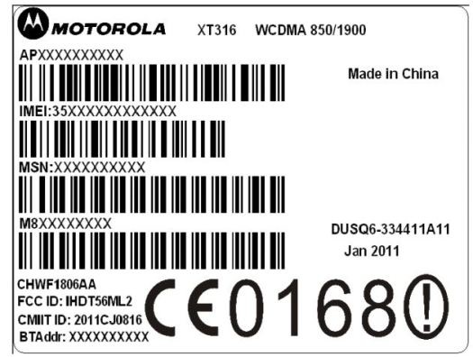 Motorola XT316 FCC