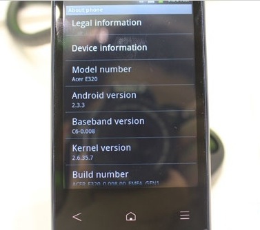 Acer Liquid Express Android Gingerbread