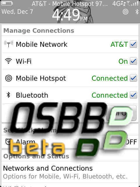 blackberry OS 7.1 hotspot móvil