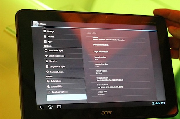 Acer Iconia Tab A700 ICS