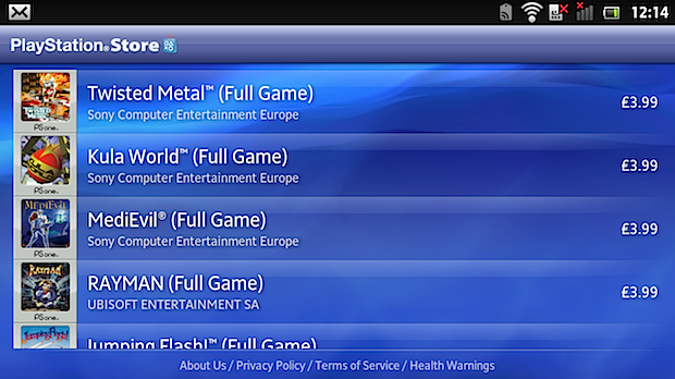 xperia s playstation store