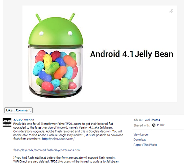 tf201 Android 4.1 Jelly Bean