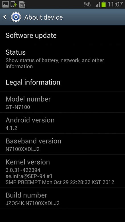 Android 4.1.2 Galaxy Note II