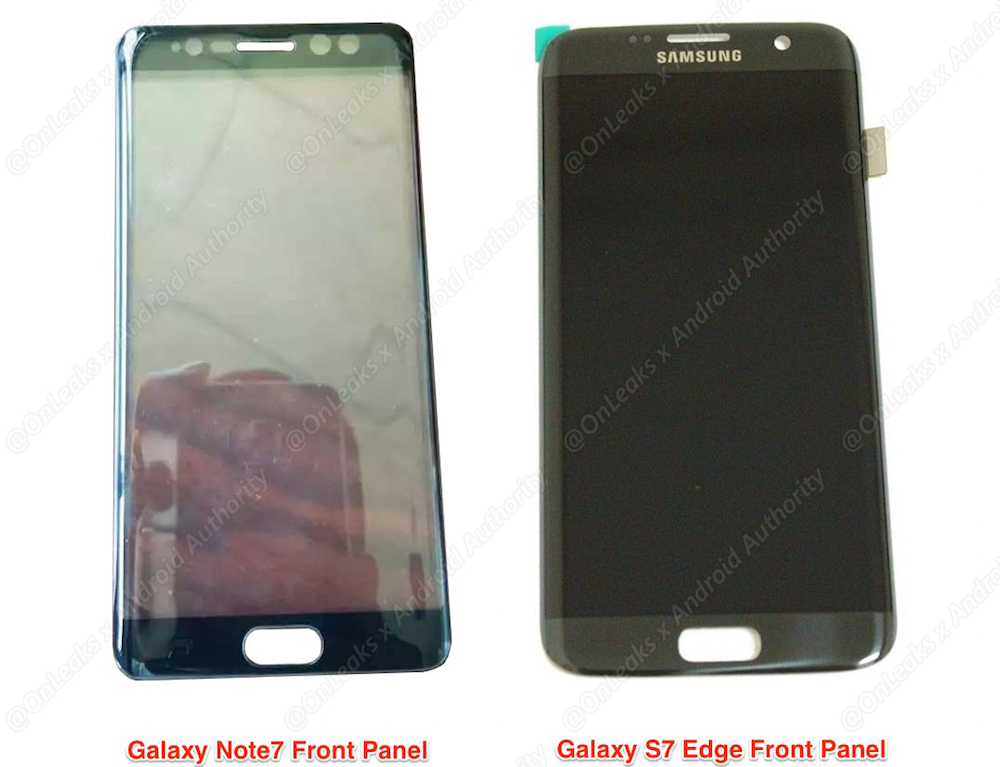 Panel frontal del Galaxy Note 7 filtrado