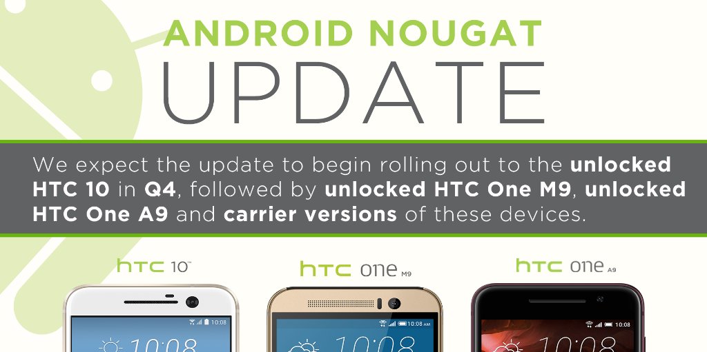 HTC actualizaciones a Android Nougat