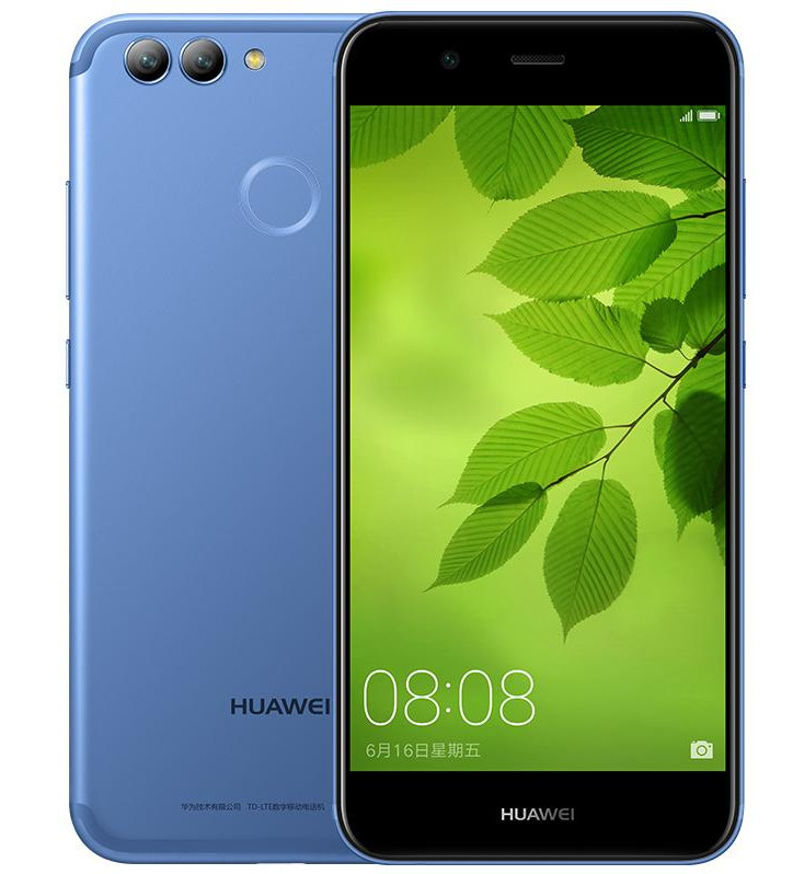Frente y dorso del Huawei Nova 2 Plus azul.