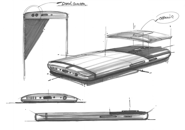 Boceto de varios ángulos del OnePlus 5.