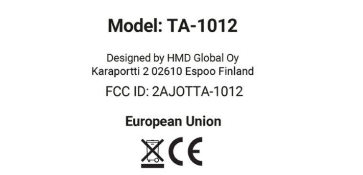 Certificación de la FCC del modelo TA-1012 de Nokia. 