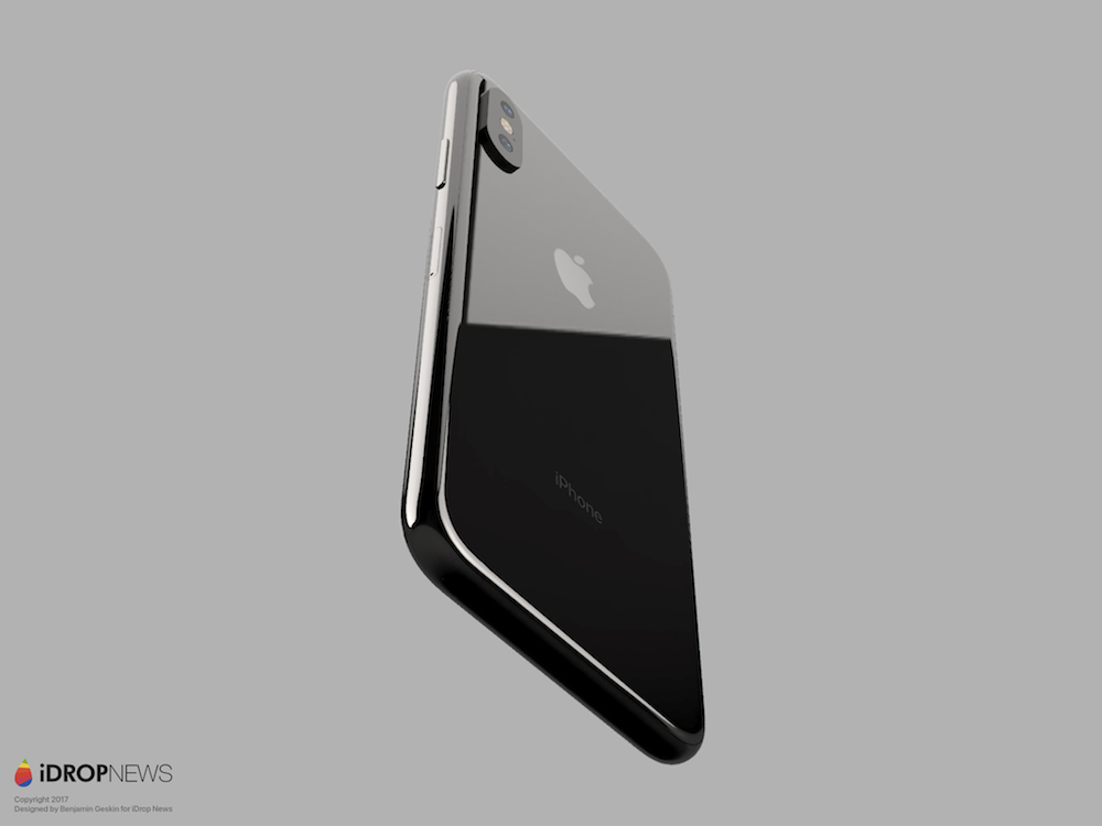 Ángulo diagonal del dorso del hipotético iPhone 8. 