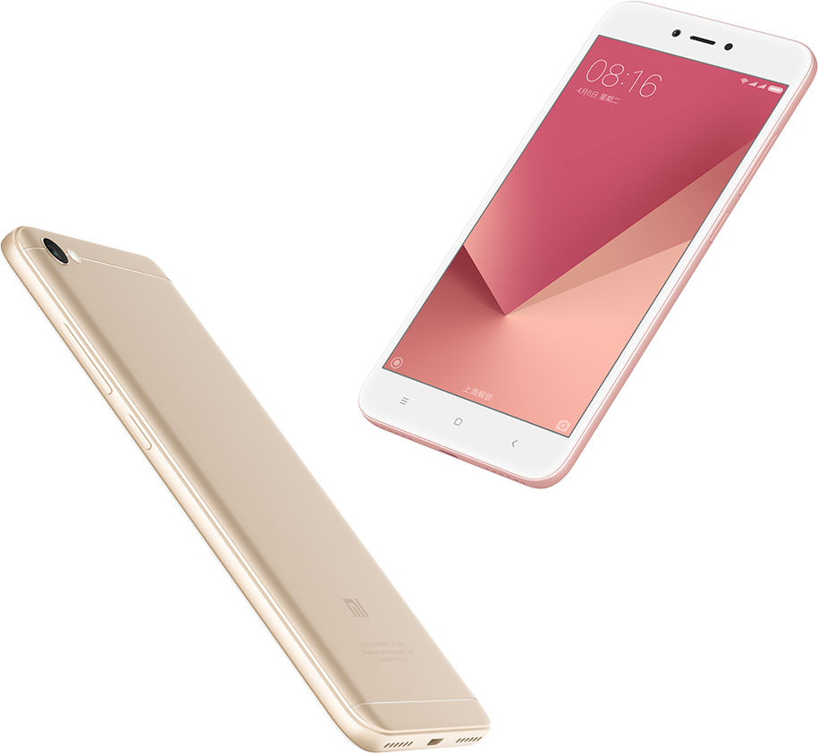 Render oficial del Xiaomi Redmi Note 5A color rosa metalizado. 