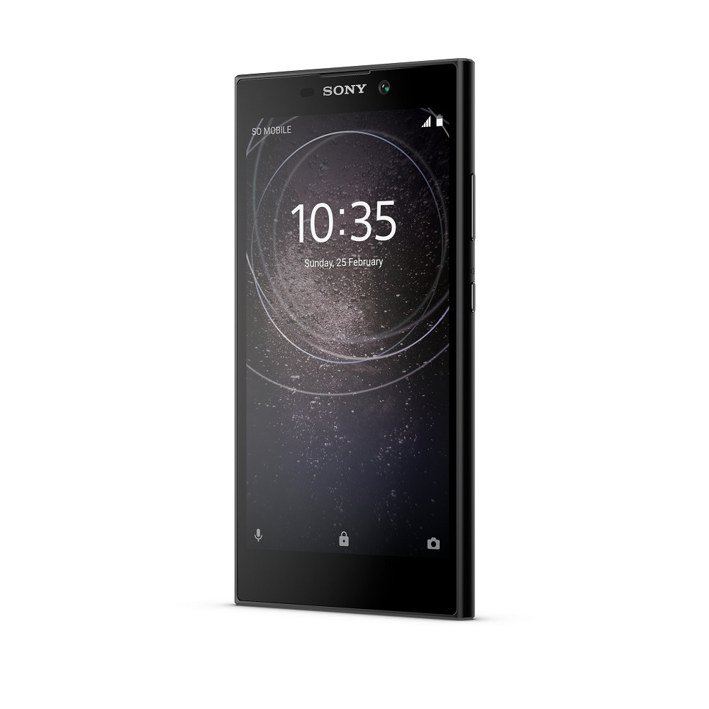Render oficial del frente del Sony Xperia L2 color negro. 