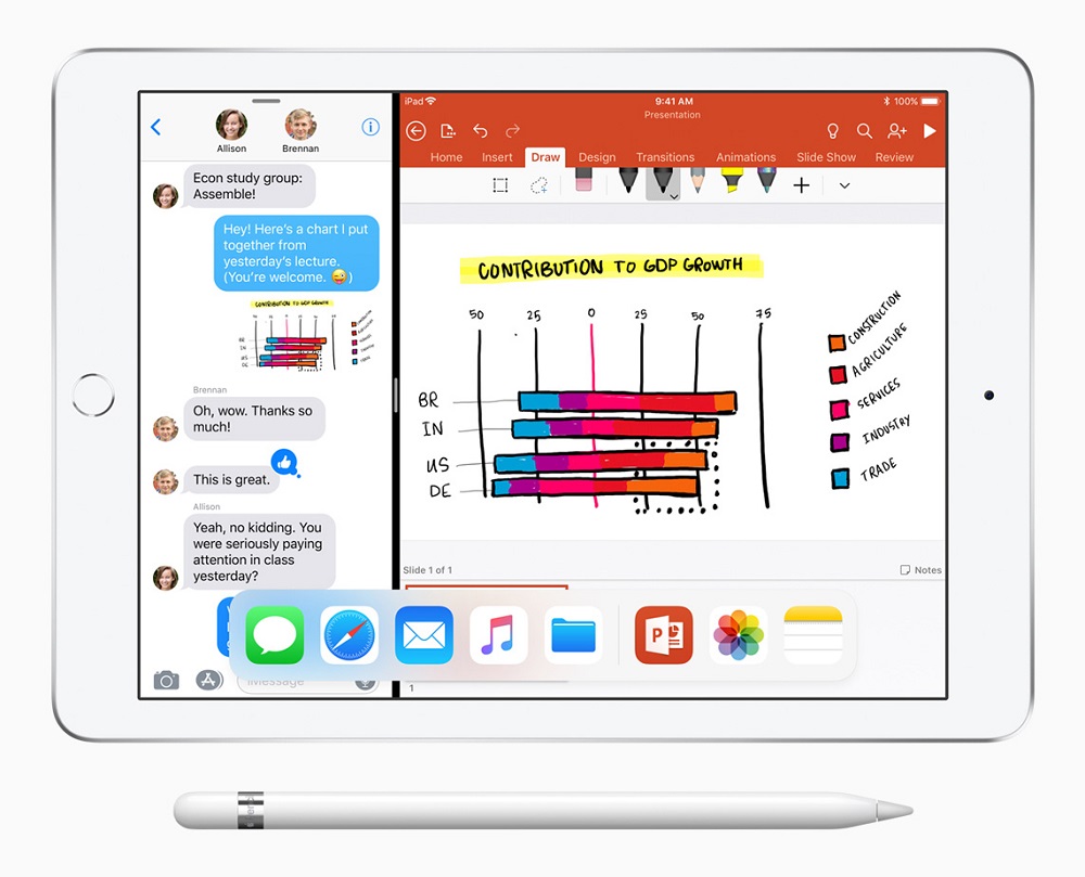 Render oficial del nuevo iPad de 9,7 pulgadas con su pertinente lápiz inteligente.