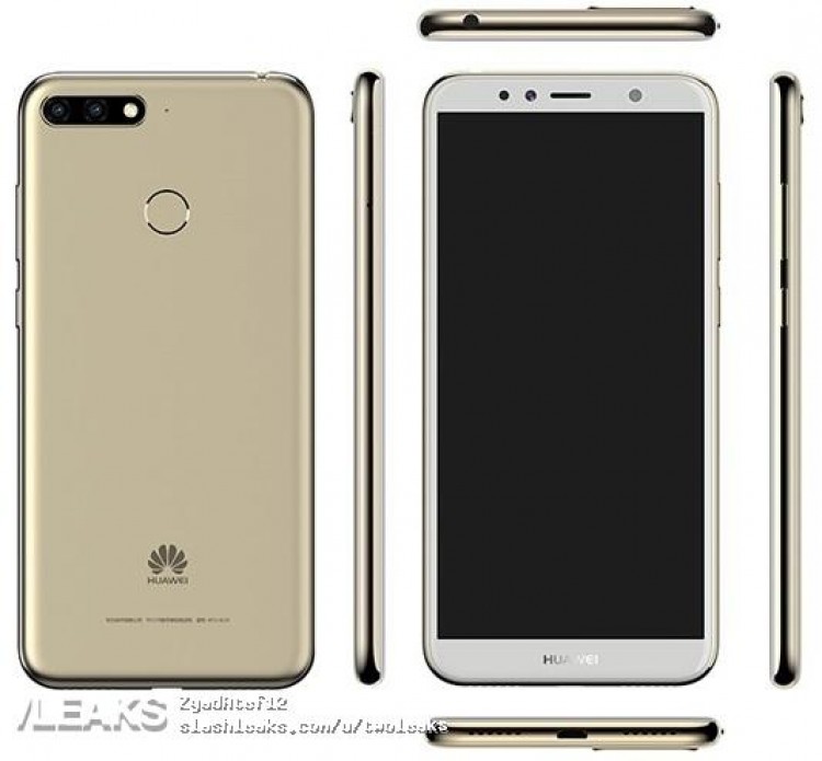 Render filtrado del Huawei Enjoy 8e mostrando todos sus ángulos.