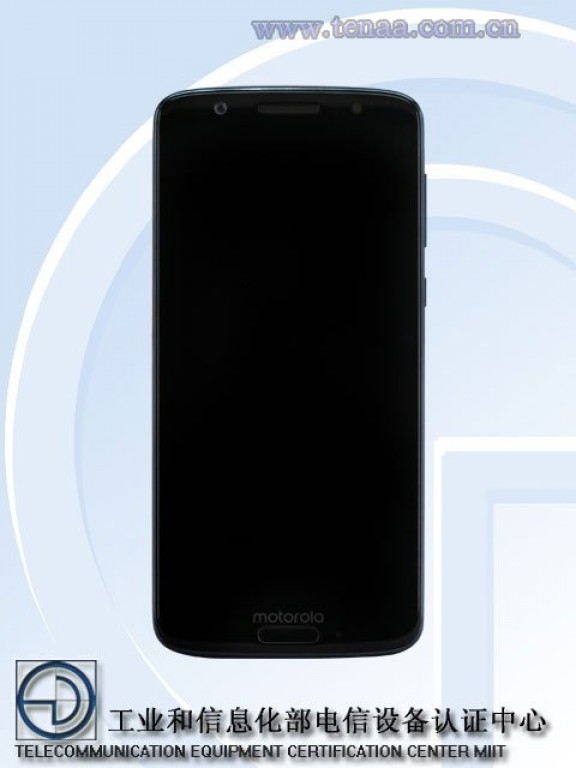 Render oficial de TENAA del frente del Motorola Moto G6 negro.