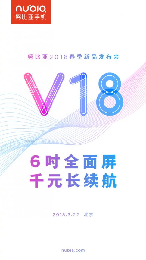 Invitación oficial de Nubia al evento de presentación del Nubia V18.