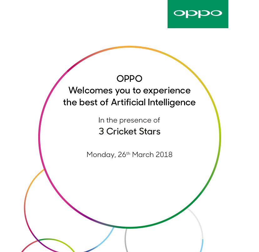 Invitación oficial al evento de presentación del OPPO F7 en India el 26 de marzo.
