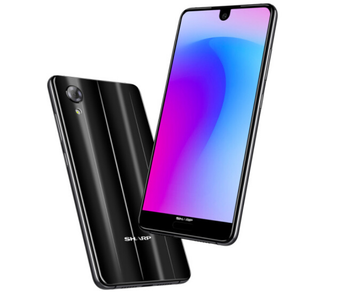 Render oficial del frente y dorso del Sharp Aquos S3 mini de color negro.
