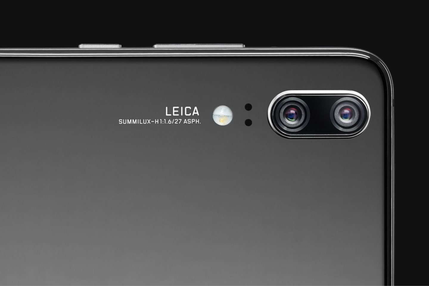 Render oficial de la cámara posterior del Huawei P20 color negro. 