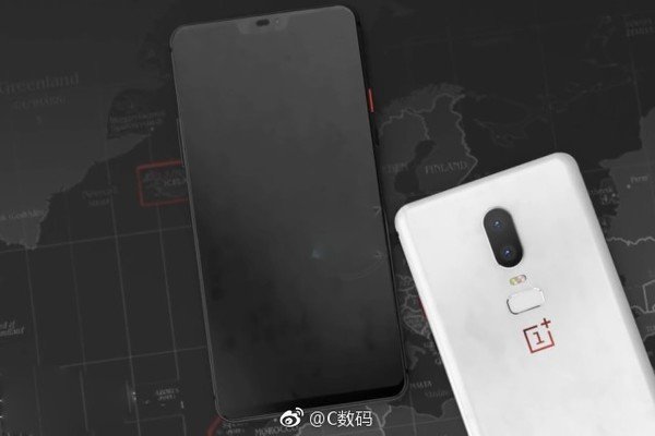 Render filtrado del supuesto frente y dorso del OnePlus 6 en su variante color blanco.