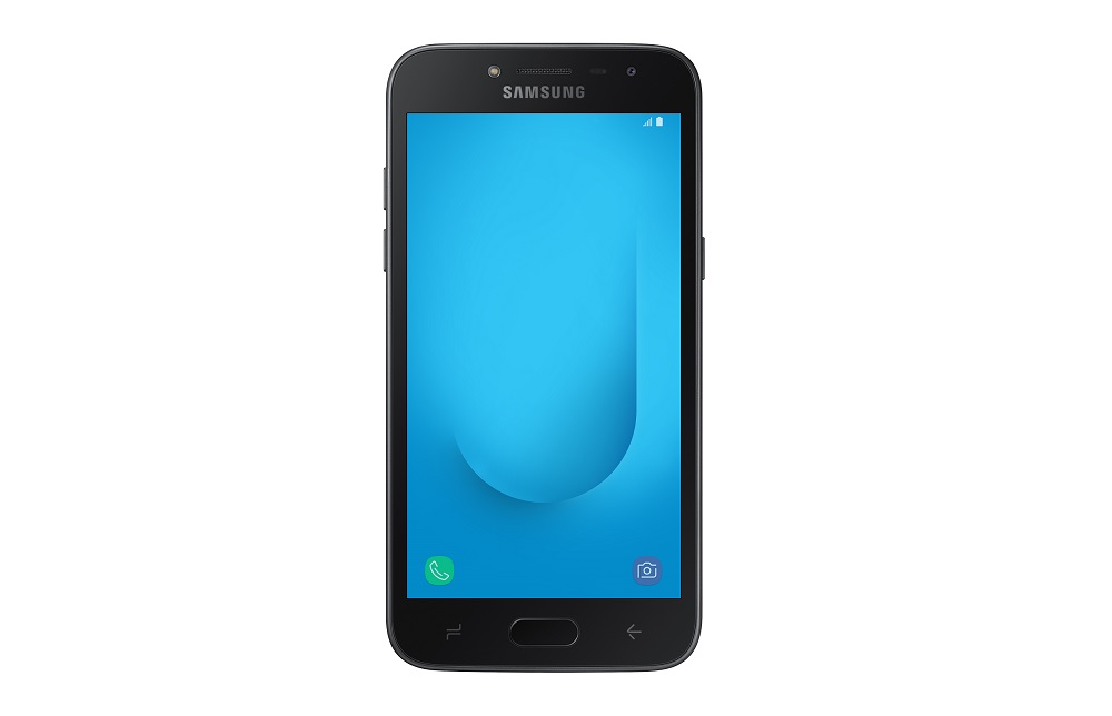 Render oficial del frente del Samsung Galaxy J2 Pro color negro.