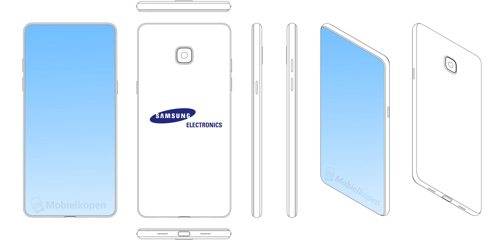 Patente de teléfono de Samsung con display 100% protagonista del frente.
