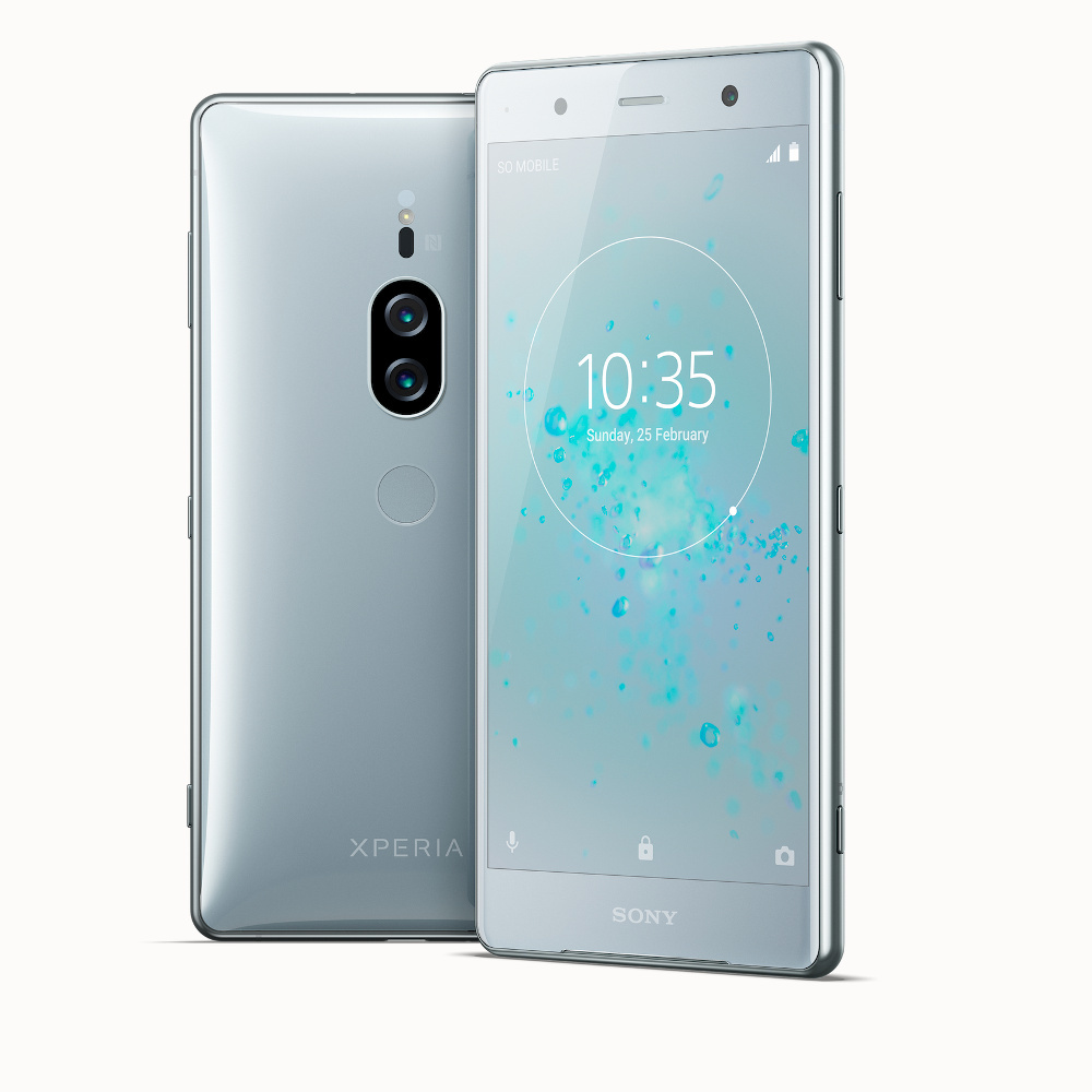 Render oficial del frente y dorso del Sony Xperia XZ2 Premium color "Chrome Silver".