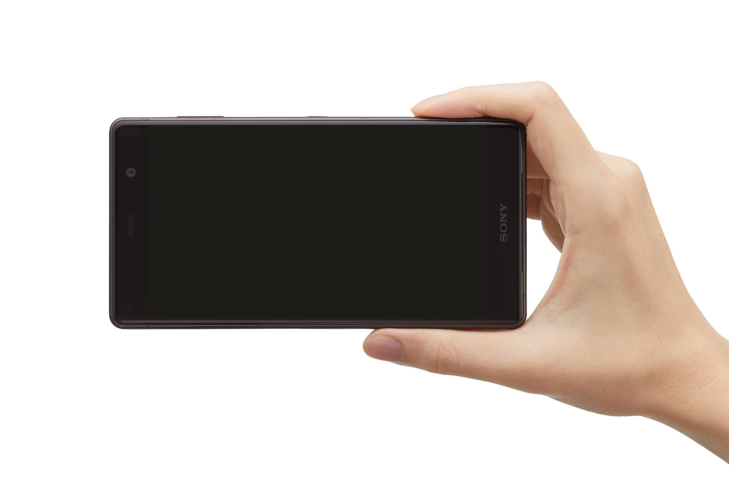 Render oficial del frente del Sony Xperia XZ2 Premium apaisado.