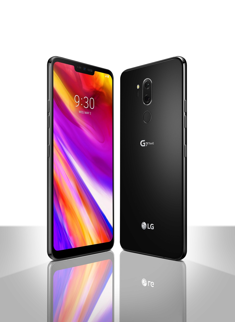 Render oficial del frente y dorso del LG G7 ThinQ.