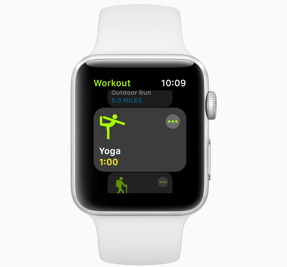 watchOS 5 pantalla de ejercicios de Yoga