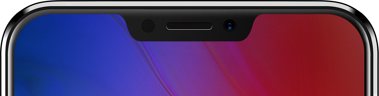 Render oficial del extremo superior frontal del Lenovo Z5.
