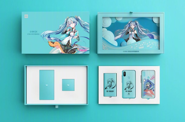 Foto oficial del contenido del empaque del Xiaomi Mi 6X Hatsune Miku Edition.