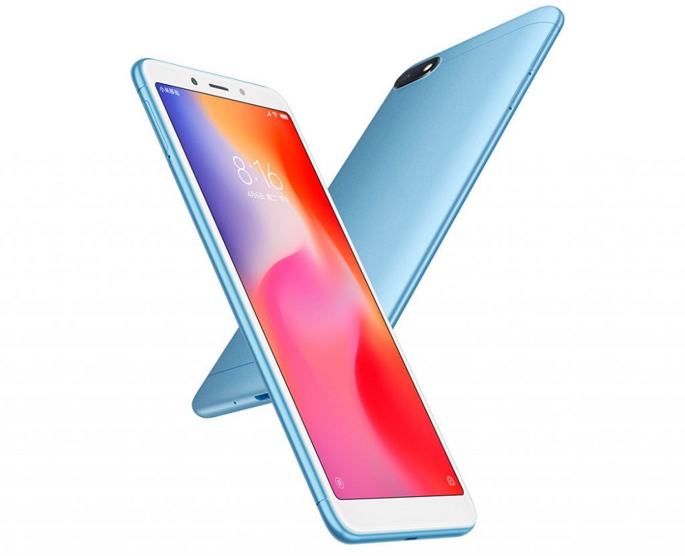 Render oficial de perspectiva lateral del frente y dorso del Xiaomi Redmi 6A.