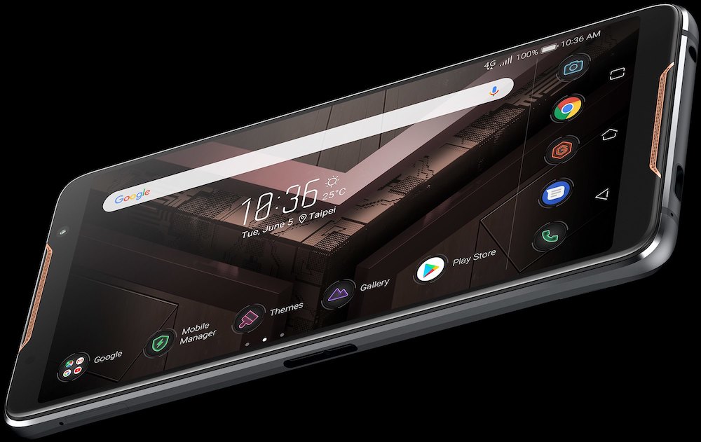 Render oficial del frente apaisado del ASUS ROG Phone.