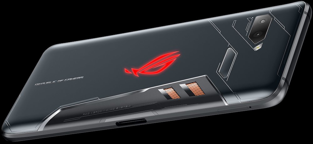 Render oficial del dorso apaisado del ASUS ROG Phone.