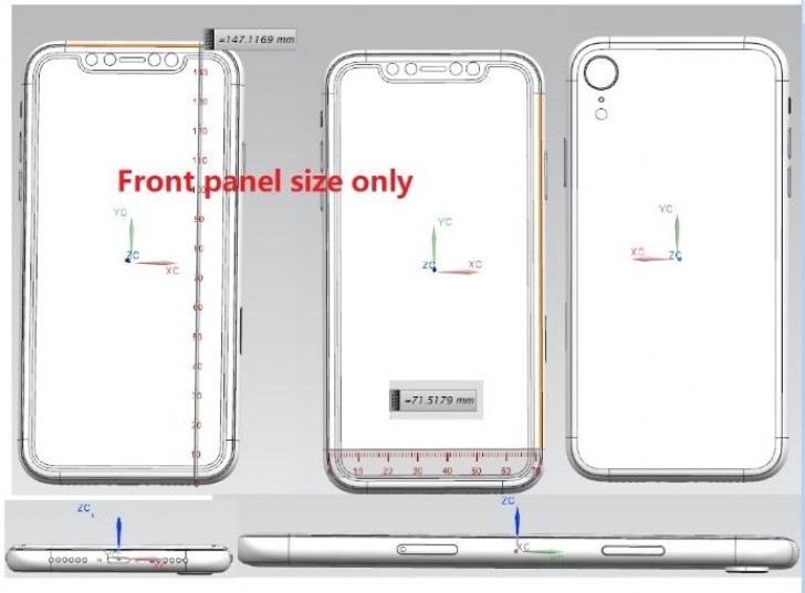 Boceto del diseño exterior del posible iPhone 9 u 8s con display de 6,1 pulgadas.