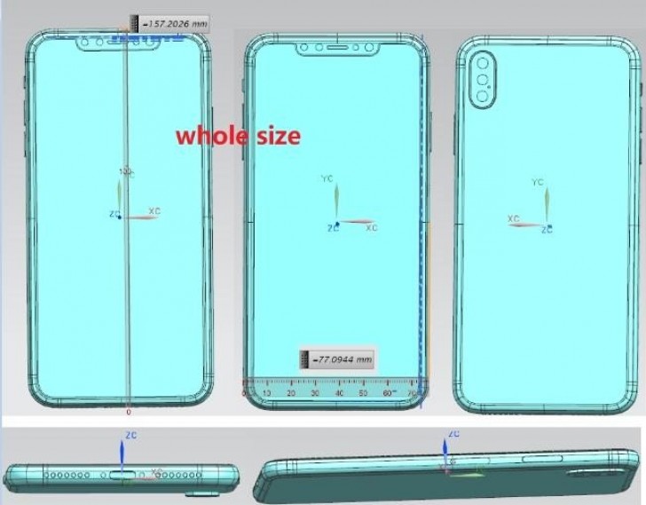 Boceto del diseño exterior del posible iPhone X Plus con display de 6,5 pulgadas.