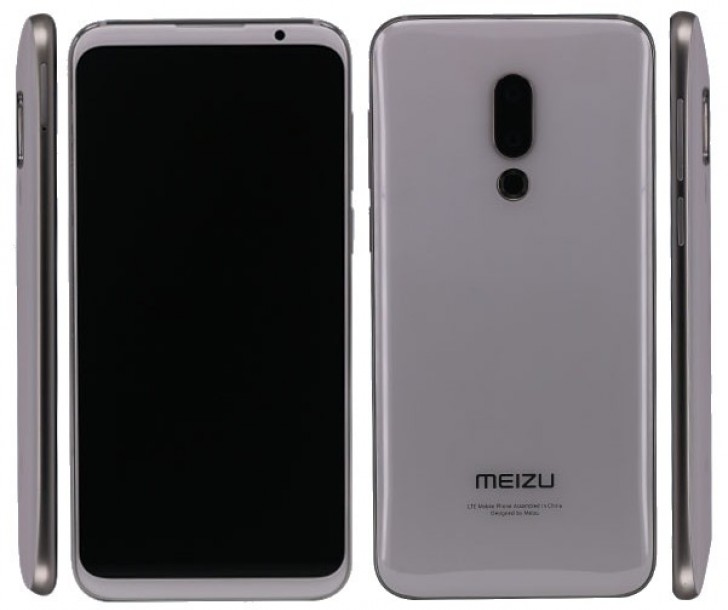 Render ilustrativo del frente, dorso y laterales del Meizu 16 estándar.