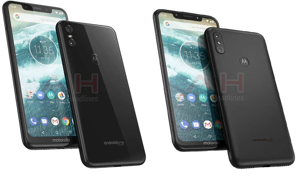 Render comparativo del Motorola One (izquierda) con el Motorola One Power (derecha).