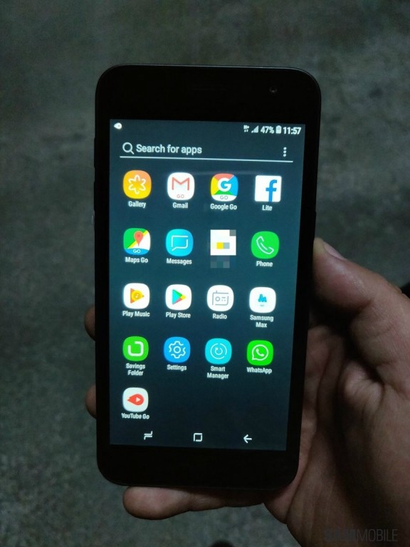 Fotografía filtrada del Samsung Galaxy J2 Core corriendo una versión personalizada de Android Go.