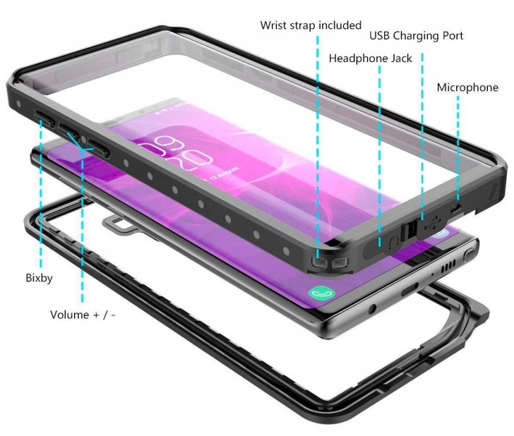 Render de la carcasa protectora del Samsung Galaxy Note 9 publicado por Android Pure.