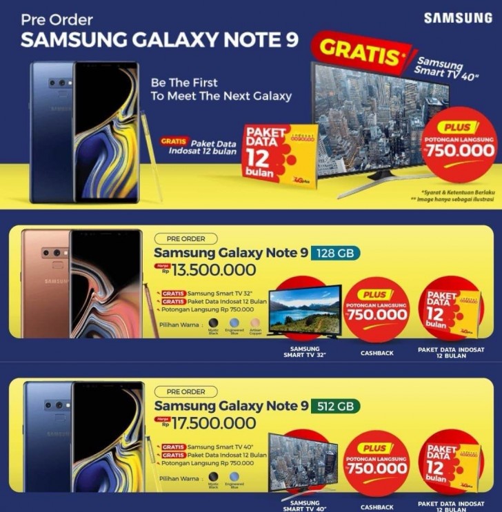 Anuncios publicitarios del Samsung Galaxy Note 9 en India.