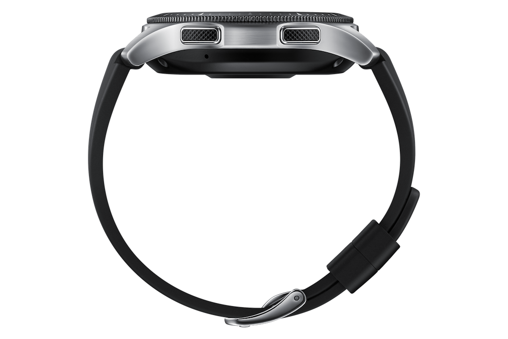Render oficial lateral del Samsung Galaxy Watch de 46mm color "Silver".