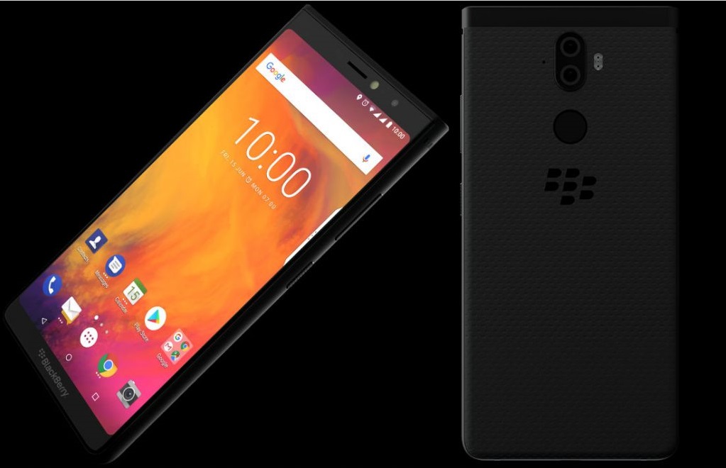 Render frontal y dorsal del BlackBerry Evolve X.