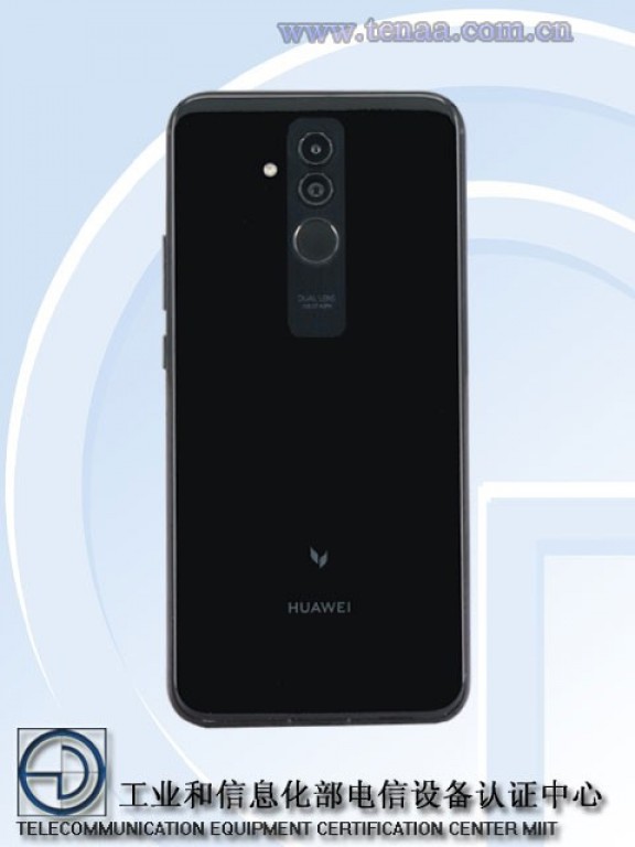 Render filtrado por TENAA del dorso del Huawei Mate 20 Lite.