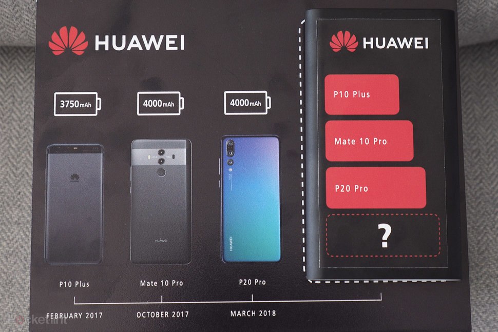 Flyer publicitario del Huawei Mate 20 Pro anunciando su gran batería.