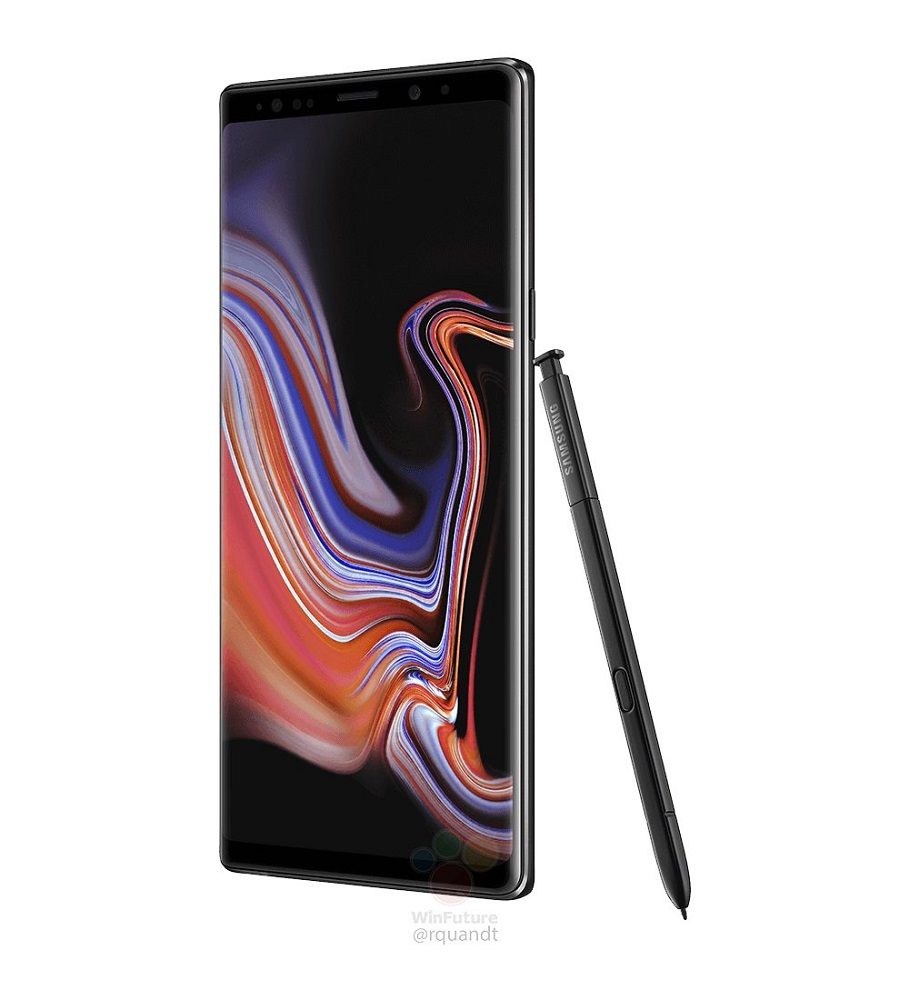 Render filtrado del Samsung Galaxy Note 9 color Metallic Black.