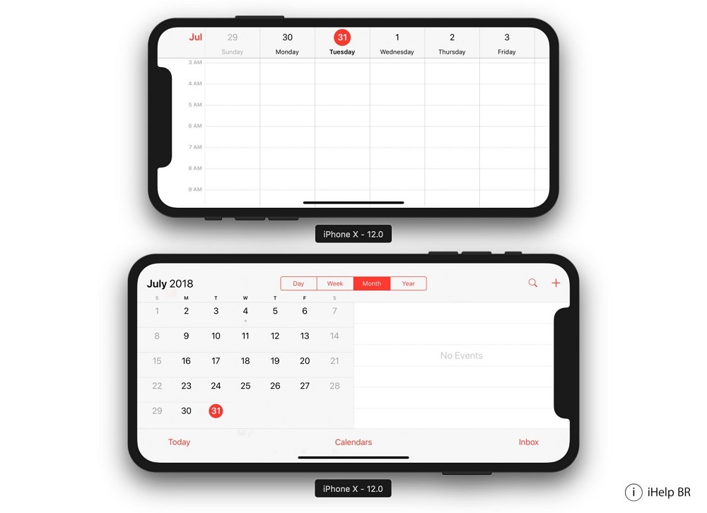 Render filtrado del iPhone X Plus en modo apaisado.